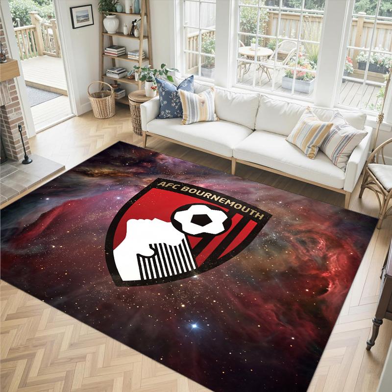Bournemouth Football Design Crystal Velvet Carpet Cozy Non?Slip Printed Rug For Bedroom Living Room Entrance