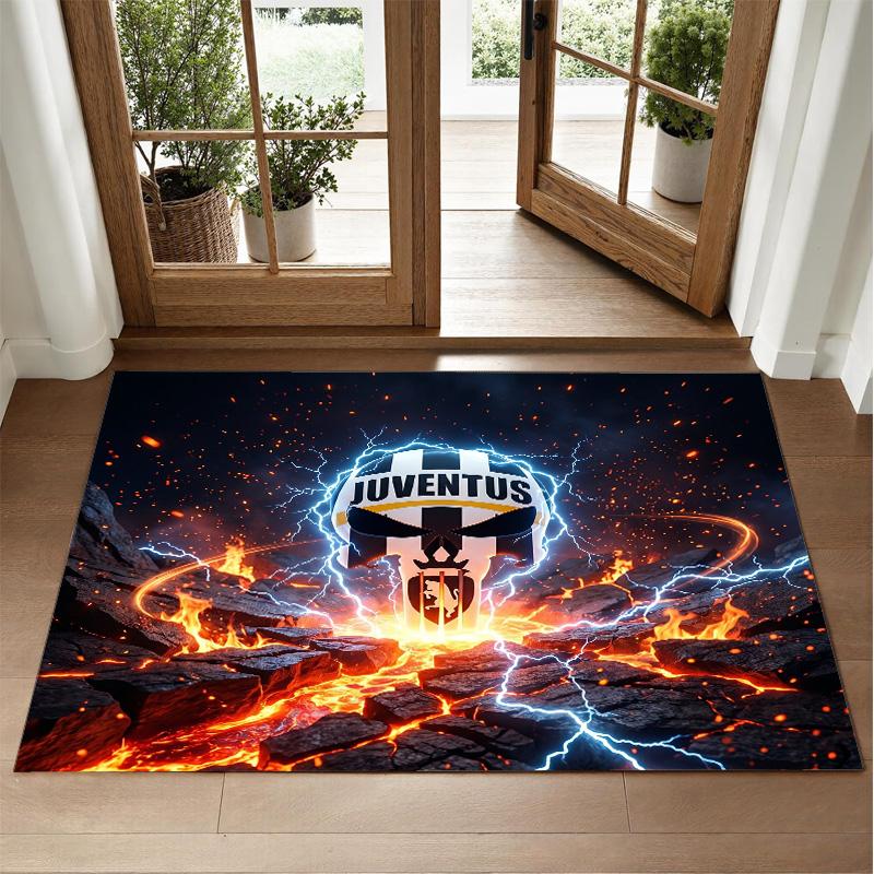 Juventus FC Design Crystal Velvet Rug Soft Decorative Mat for Bedroom Entrance