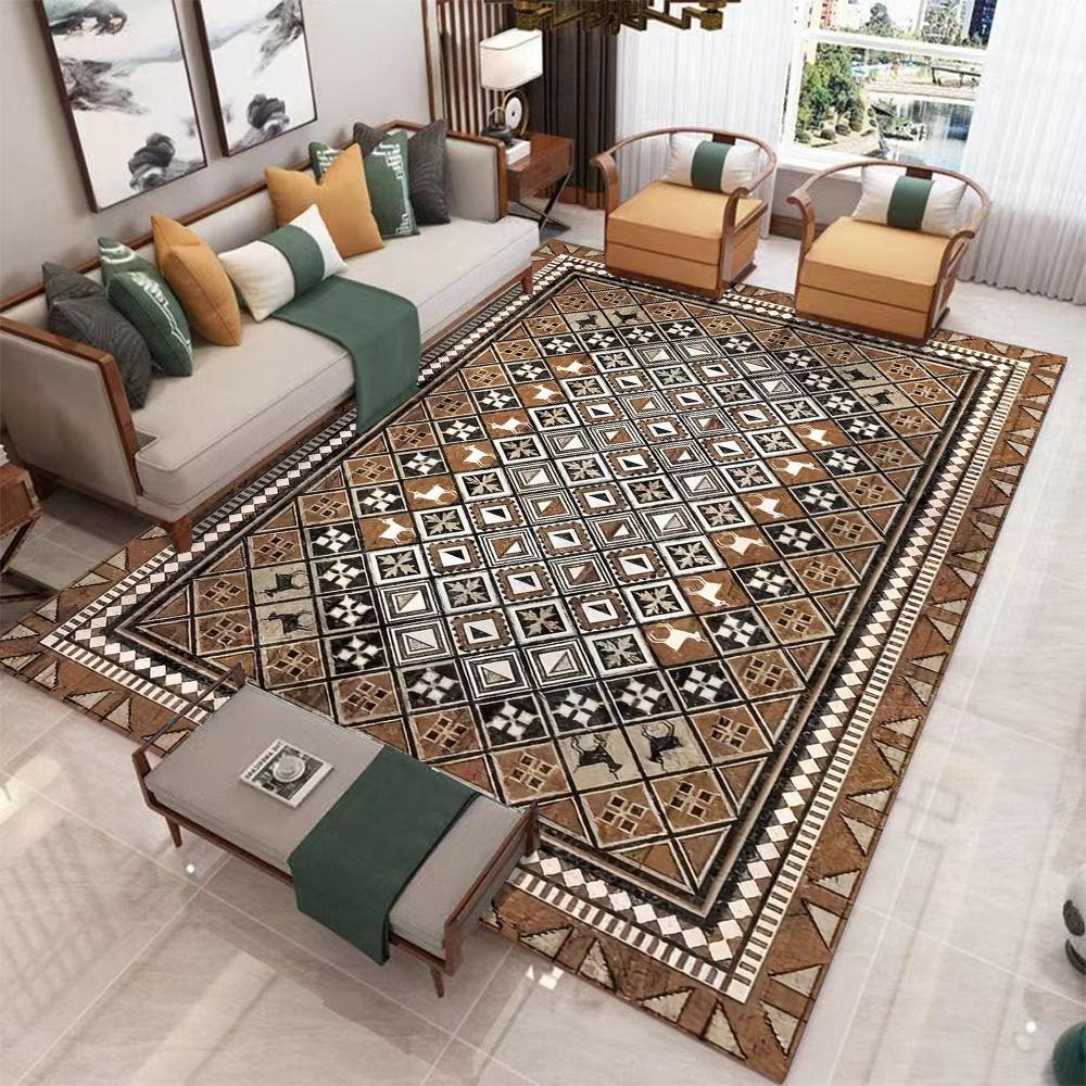 Traditional Turkish Area Rug, Medallion Carpet Bohemian Living Room Rug, Vintage Style Floor Decor, Washable Rug, Non Slip Rug