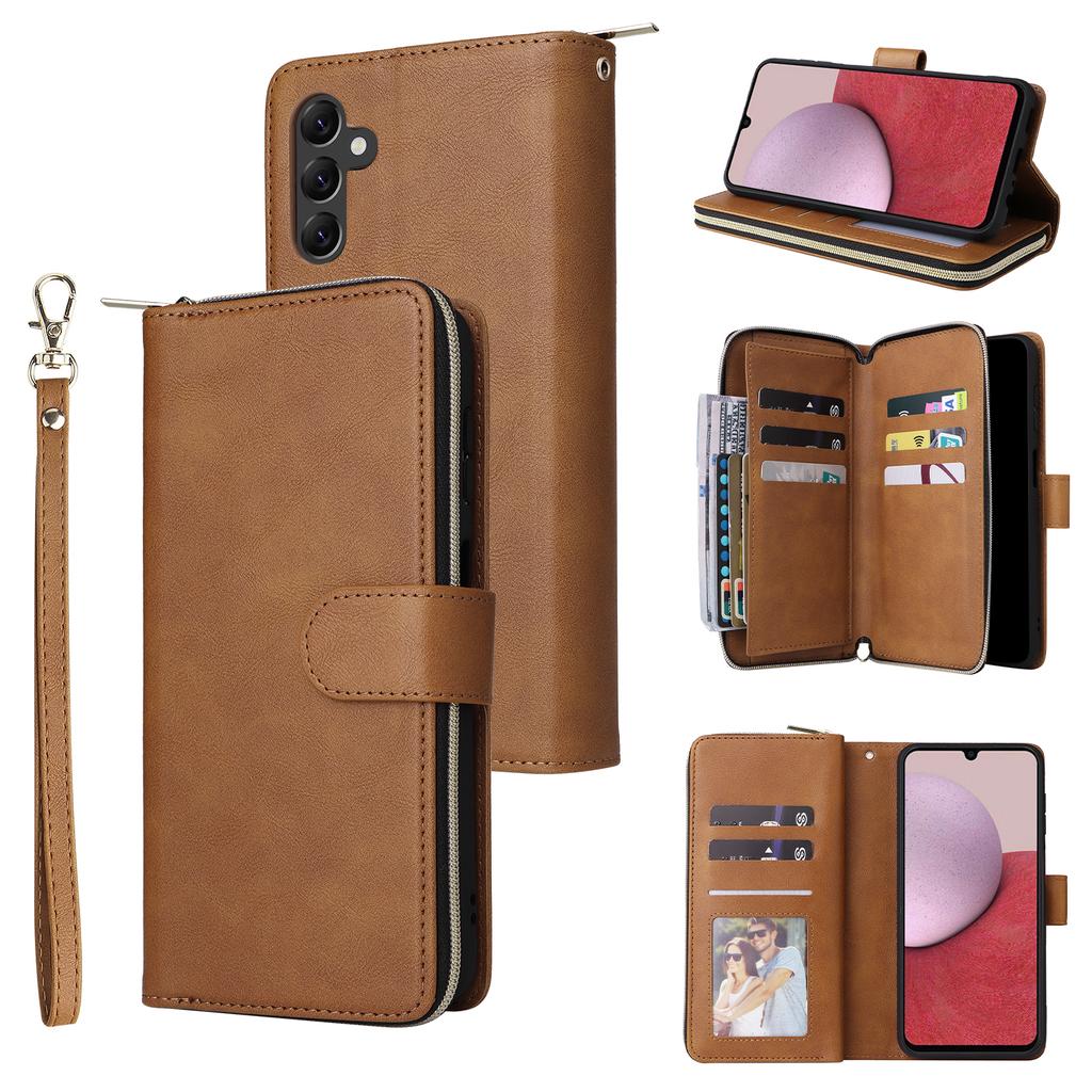 For Samsung Galaxy A14 5G Case 9 Card Slots PU Leather Zipper Phone Cover