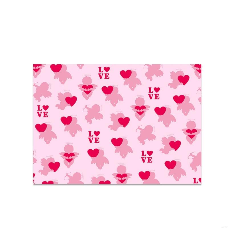 4Pcs Valentine's Day Wrapping Paper Love Heart Print Wrapping Paper for Wedding A0KF