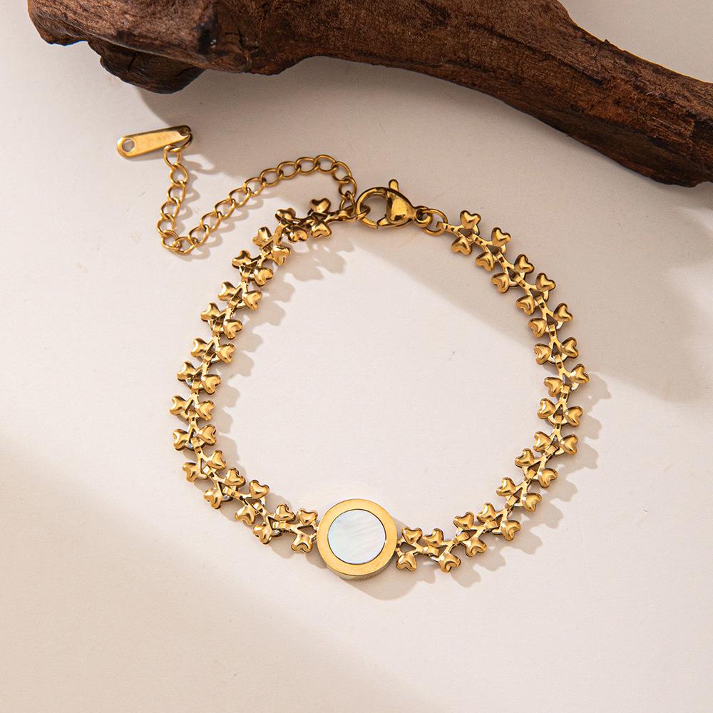 

Ювелирный браслет из натуральной круглой белой ракушки рябчика не выцветающий женский двусторонний