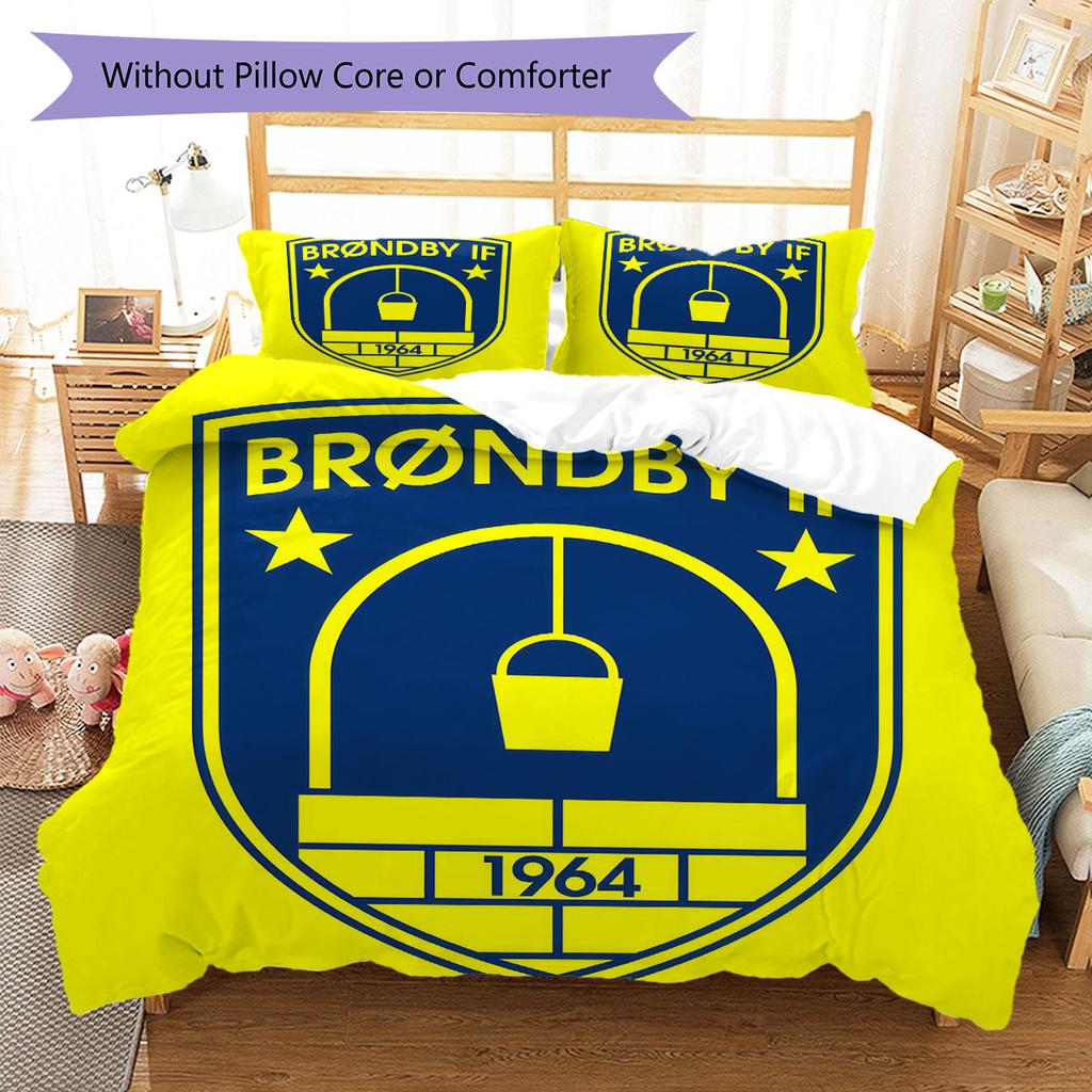 Brøndby IF Bedding Quilt Set Quilt Cover Pillowcase Home Decoration Birthday Gift (1 * Duvet Cover + 2 * Pillowcase, Without Core)