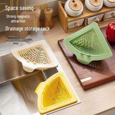 Magnetic Hanging Sink Drain Basket - Kitchen Cleaning Storage Rack for Food Residue & Leftovers