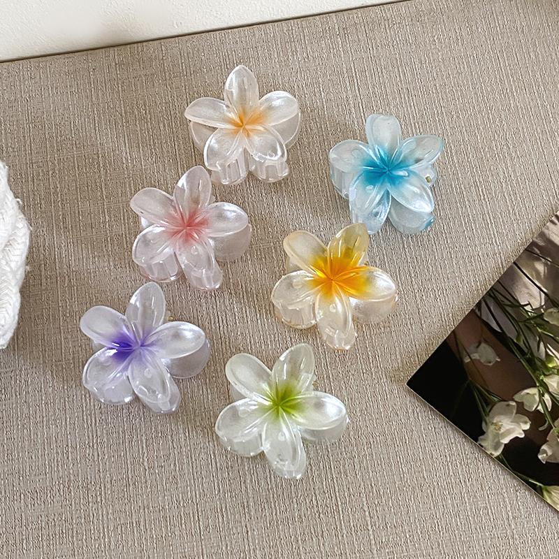 Fermaglio a Pinza Trasparente a Forma di Fiore d'Uovo Donna Temperamento Versatile di Alta Gamma Gradiente Fermaglio per Capelli Ragazza Fermaglio a Squalo Copricapo
