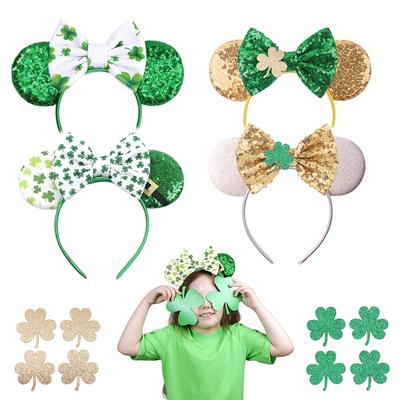 Mode St. Patrick Glitzer Mausohren Stirnband Mädchen Pailletten Haarschleife Festival Haarband Party DIY Haaraccessoires Mujer