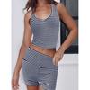 Striped Neck Hanging T-shirt Shorts Set Stripes Halterneck T-shirt Shorts Set
