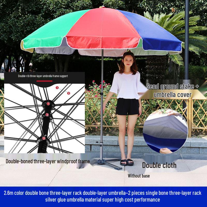 Custom Logo Double Bone Outdoor Sunshade Umbrella with Fast Shipping
