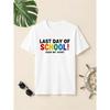 New Boys' Last Day of School Pattern T-Shirt - Black Casual Short-Sleeved Color Printing, Breathable Summer Outdoor Activities And School Celebration