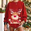 Women's European Size Christmas Deer Print Sweatshirt