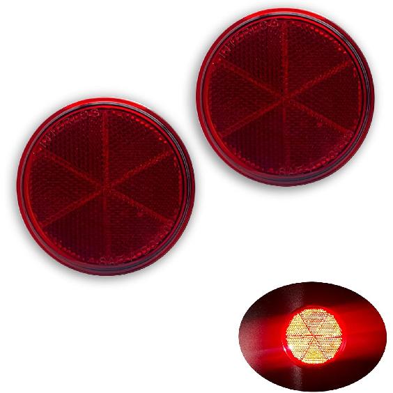 EMARK/DOT/CCC 2pcs Round Reflector Self Adhesive Stick on Trailer Driveway Mailbox(Amber)