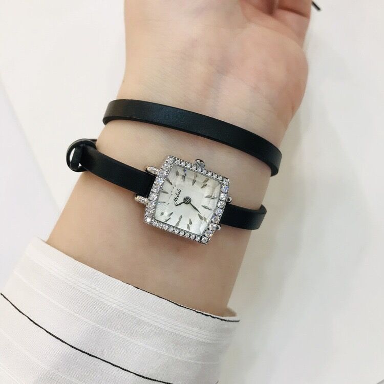Correa de Reloj Creativa para Mujer Moda Reloj de Pulsera para Mujer Impermeable Cuadrado Pequeño Diamante Reloj de Cuarzo