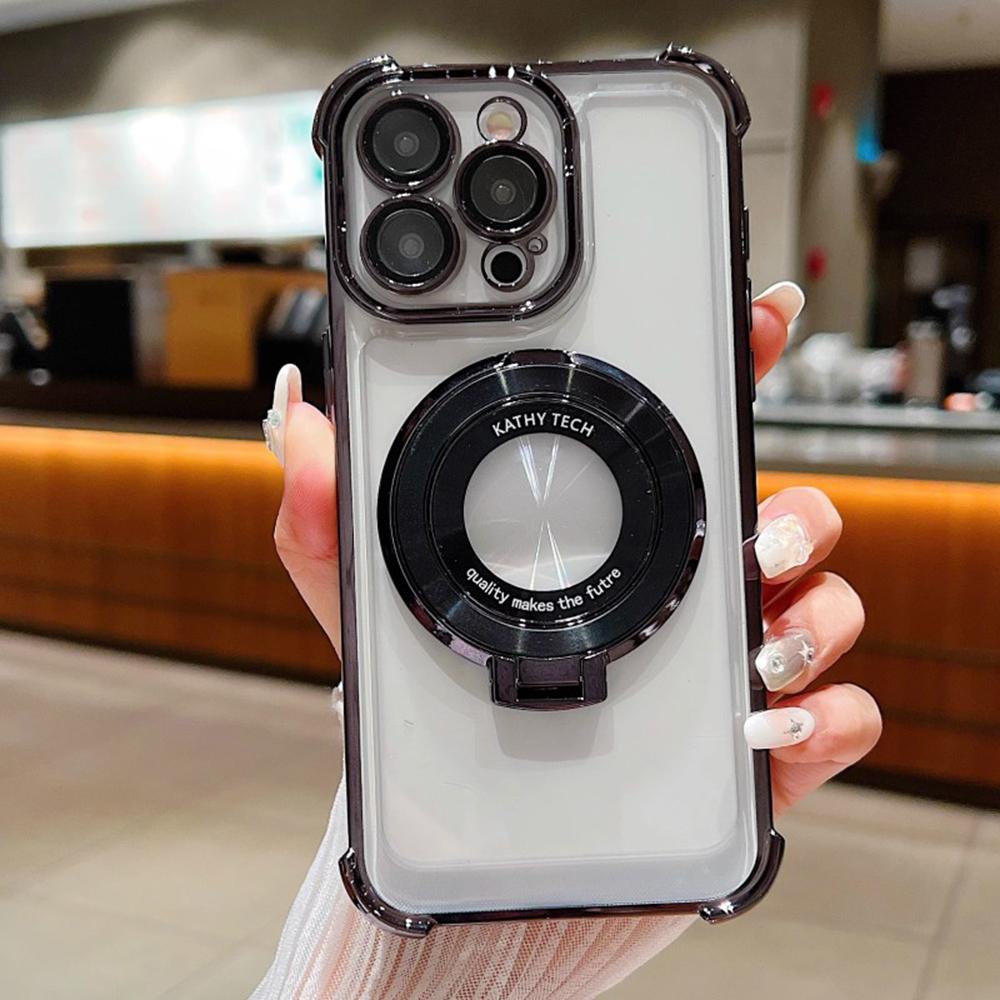 

Luxury Magnetic Bracket Plating Phone Case For iPhone 17 16e 16 15 14 13 12 11 Pro Max X XR Mini Air Plus Anti-Fall Airabag iPhone XSMax