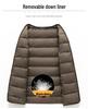 Hengyuanxiang Herren Quadratischer Kragen Mittellanger Wollmantel mit Abnehmbarem Daunenfutter - 2025 Herbst/Winter Warmer Windbreaker