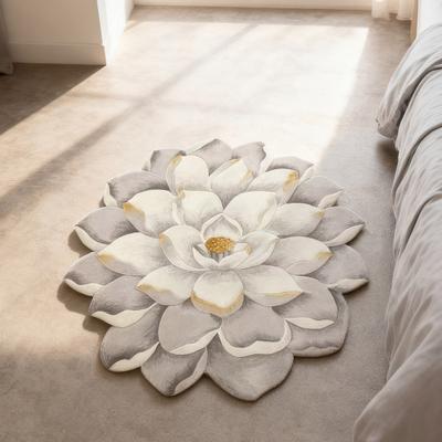 Flower Shape Floor Mat Floral Living Room Rug Non Slip Bath Mat Dahlia Rose Peony Lotus Rug for Bathroom Bedroom Dorm Nursery Kitchen