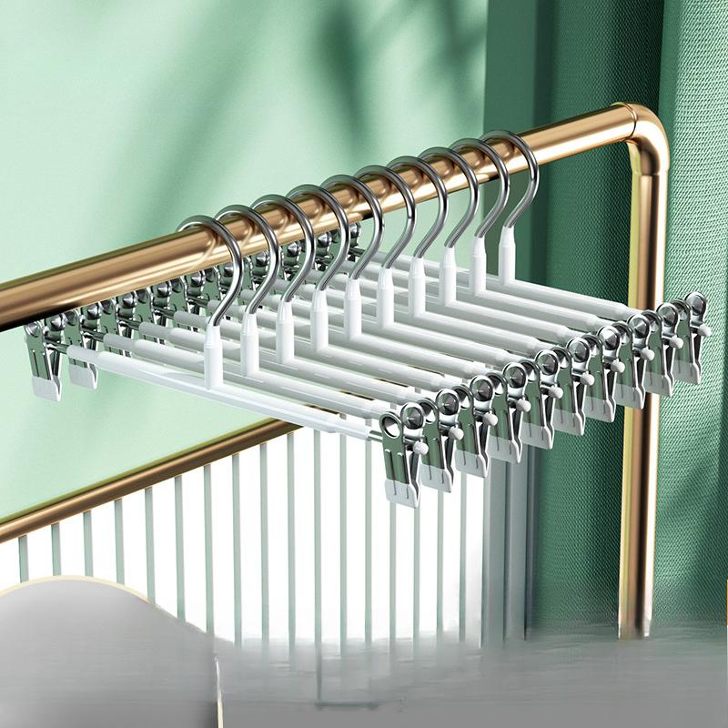 

Бесшовные вешалки для брюк, зажим для брюк, нержавеющая сталь, толстый зажим для юбок, зажим для нижнего белья, регулируемая и мощная вешалка для одежды 1pc молочный белый
