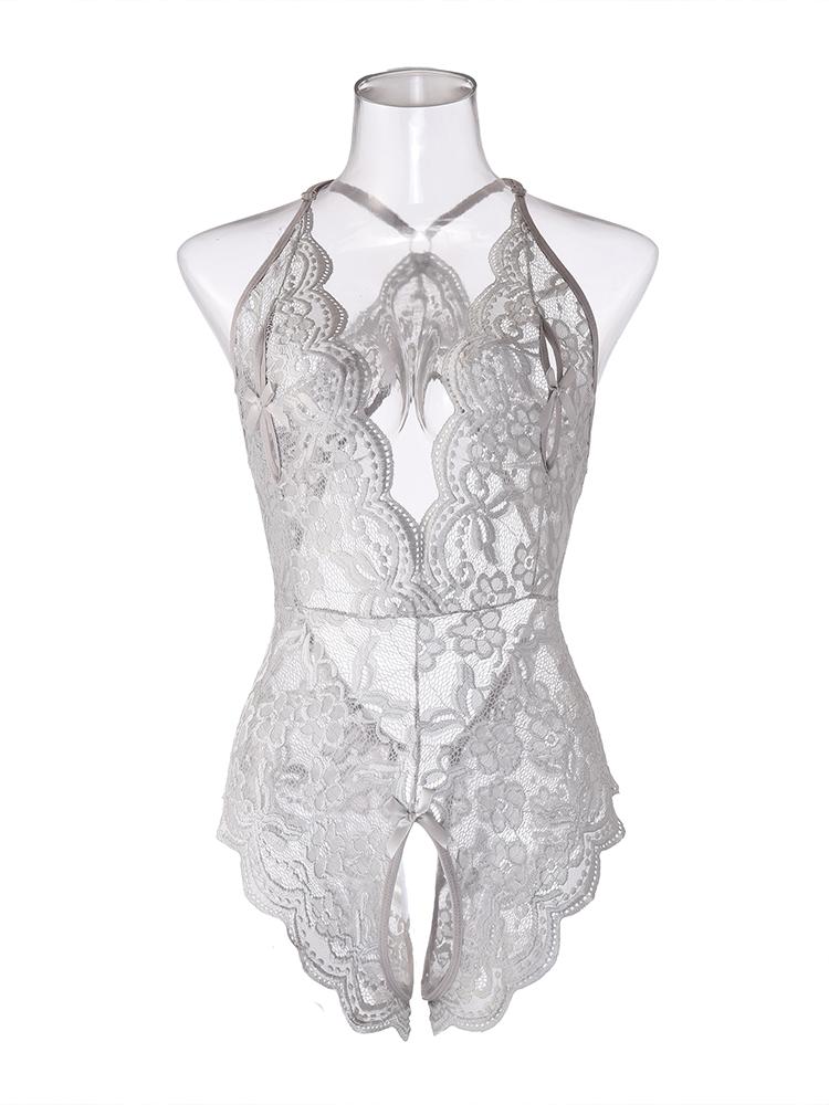 Nou în lenjerie sexy pentru femei Costume transparente Porno Teddy Babydoll Rochie din dantelă Lenjerie de corp de dimensiuni mari Lenjerie de dormit fără crotch