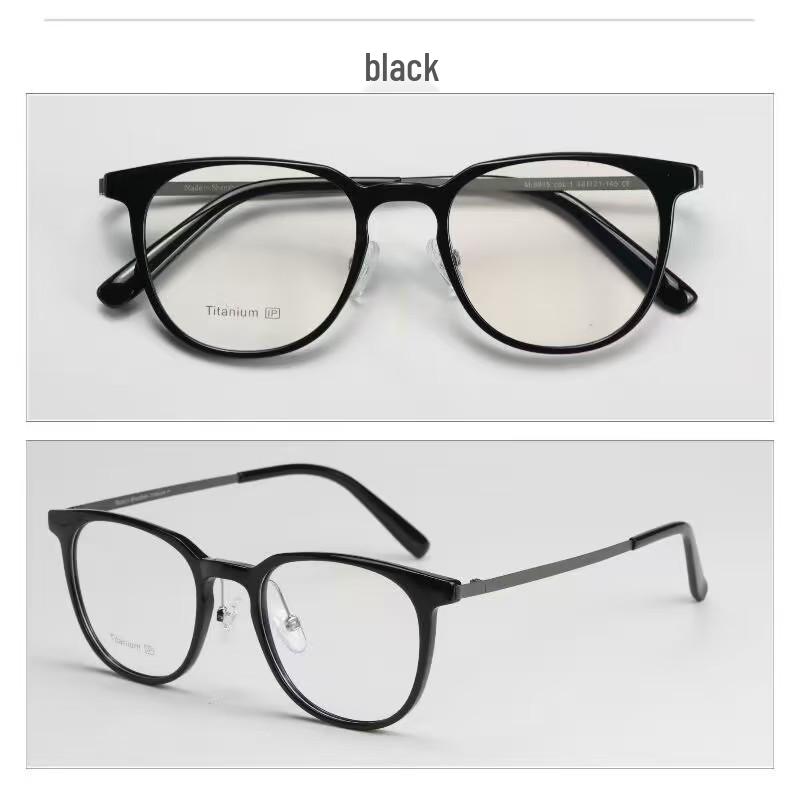 Unisex Pure Titanium Eyeglass Frames with Full-Frame and Acetate TR Options for Myopia, Compatible with Prescription Lenses.