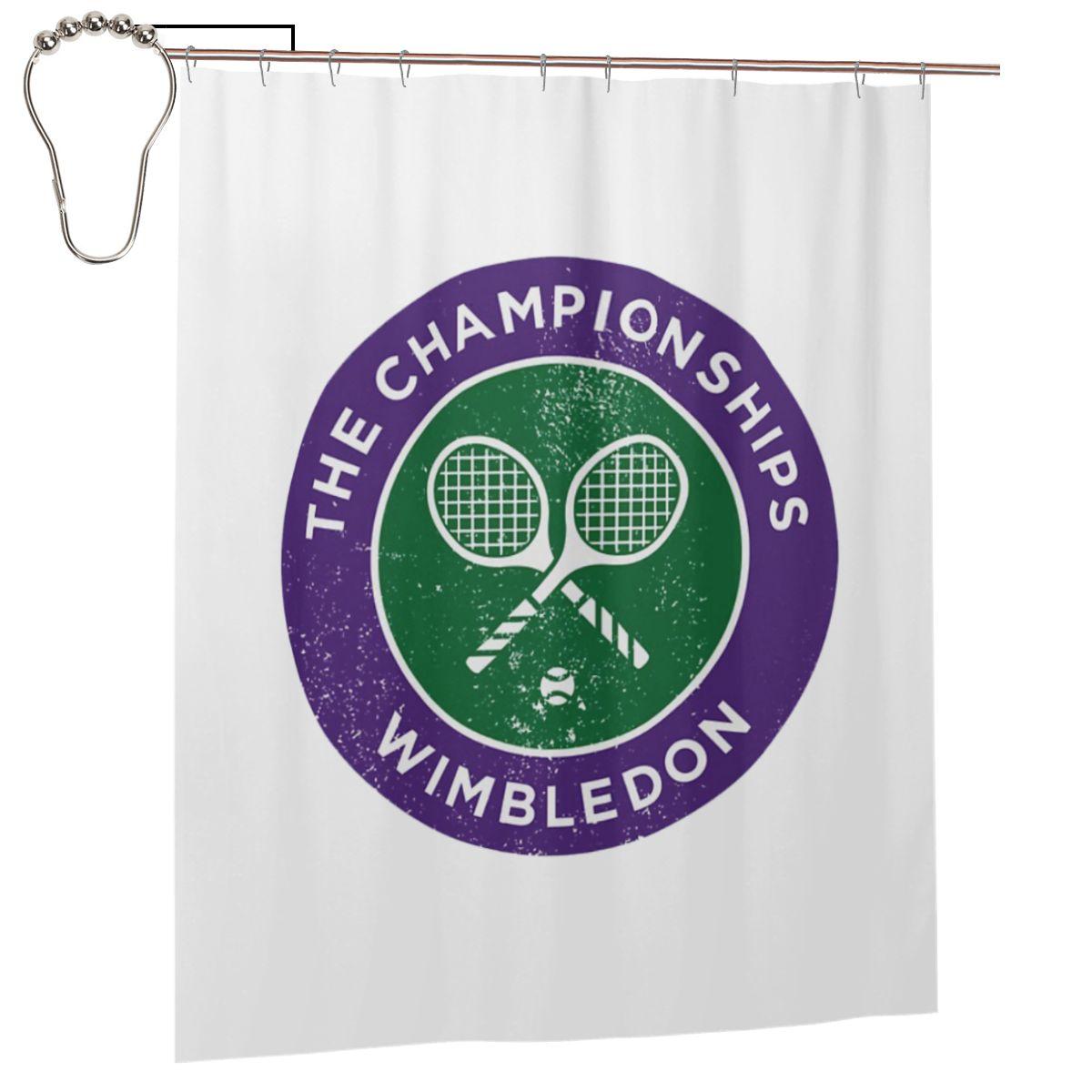 

Tennis Championships Logo Print Shower Curtain Bathroom Polyester Waterproof Bath Curtains With Hooks W60H190(CM)-1 Pcs