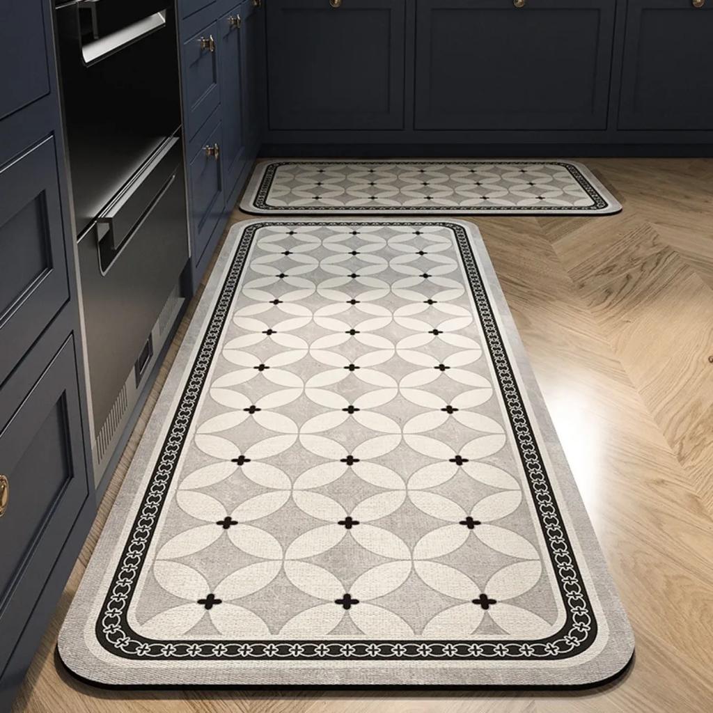2-Piece Kitchen Oil-Proof Floor Mat Home Non-Slip Door Mat Full of Stand-Resistant Large Area Mat Carpet Crystal Velvet New