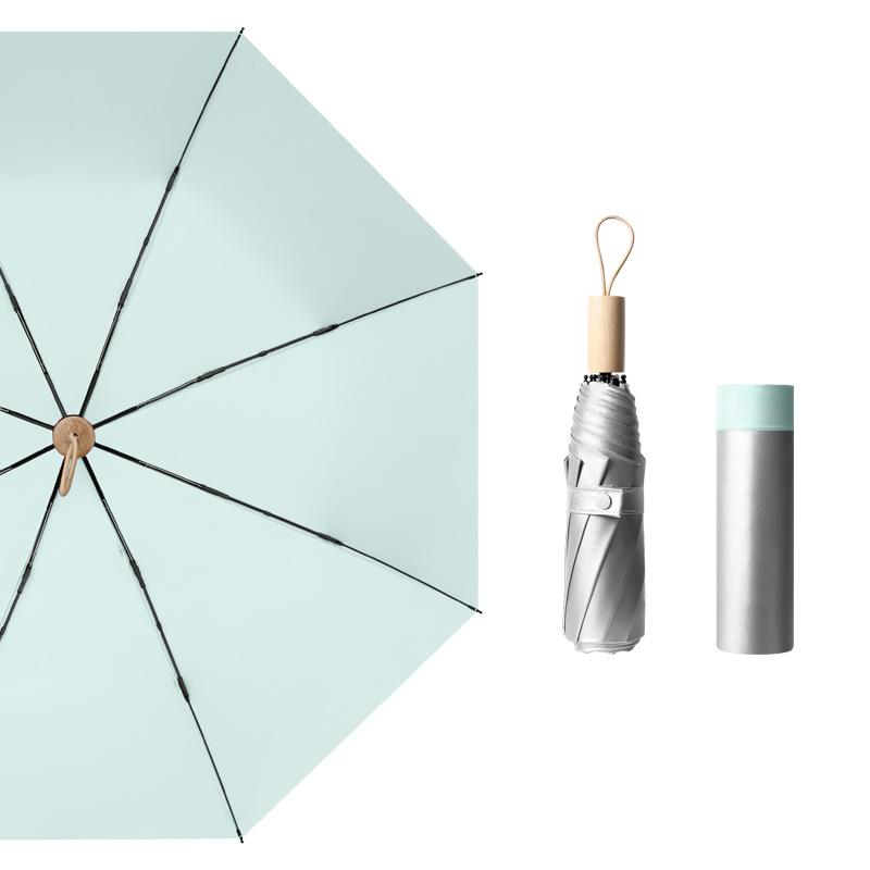 190T Simple Titanium Silver Adhesive Women's Sun Protection Umbrella UV Folding Sun and Rain Dual Use Sunshade Umbrella