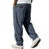 Men's Relaxed Fit Straight Leg Casual Pants with Vertical Stripe Pattern Back Patch Two Rear Pockets Elastic Waistband Durable Fabric Trousers