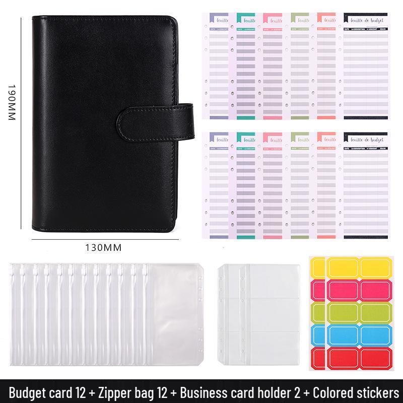 A6 Macaron Leather PU Loose-leaf Binder Notebook for Family Finance Budget Planning