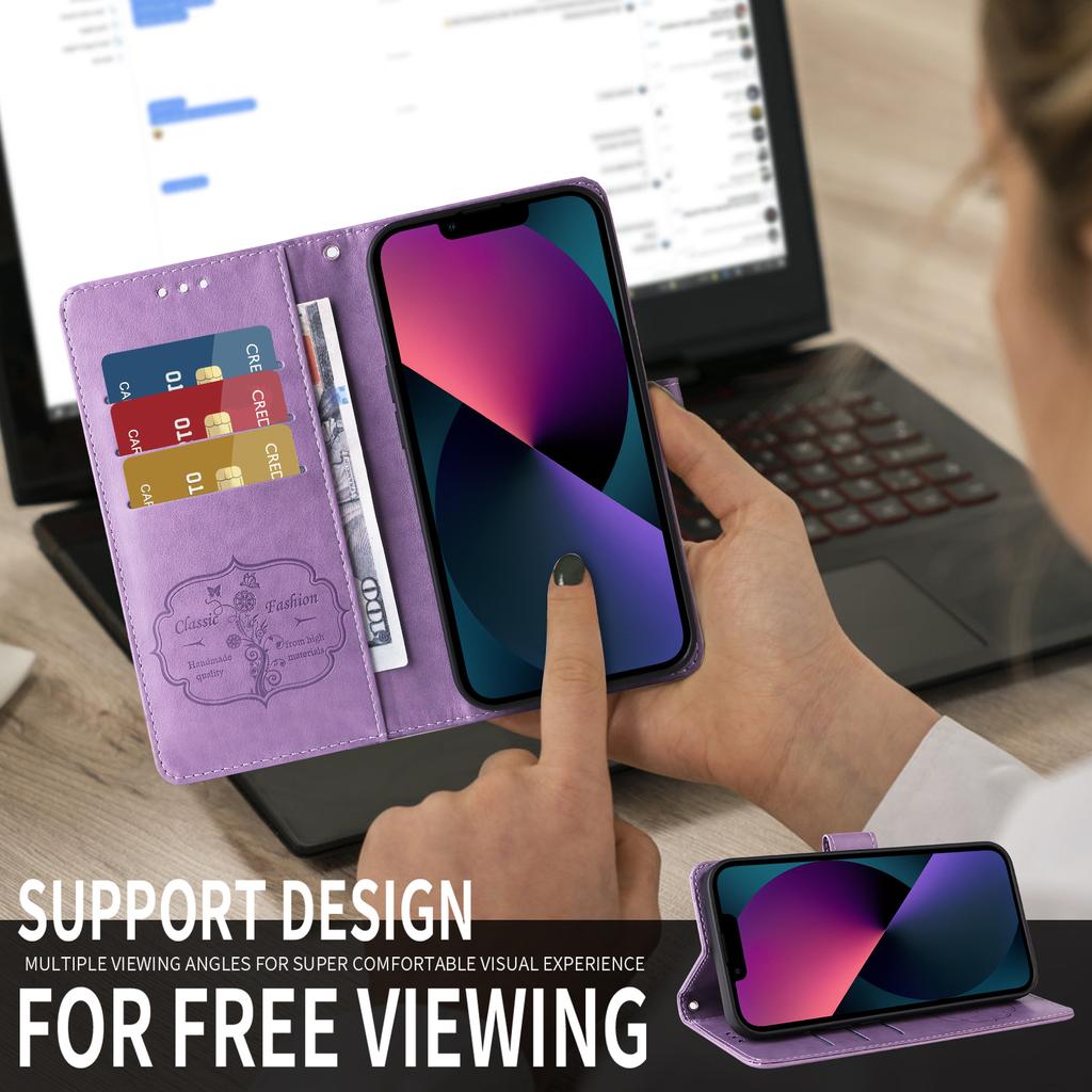 Kožené pouzdro pro TECNO Pova 7 5G s potiskem motýlů a květin, peněženka, kryt se stojánkem