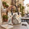  Boho Fox Print Tote Bag Casual Large Capacity Canvas Shoulder Bag for Daily Use