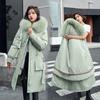 Winter Warm Coat Women Big Fur Collar Hooded Down Cotton Long Jacket Female Parka Outwear  for Womens