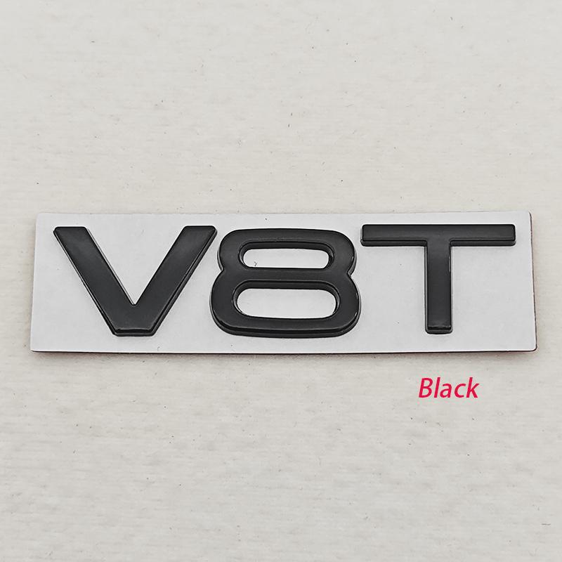 3D Metal V8T Logo Car Rear Trunk Side Fender Car Emblem Badge Sticker Decal For Audi RS6 RS7 RS A8 Q8 S8 SQ7 SQ8 Car Accessories