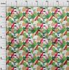 oneOone Cotton Flex Aqua Blue Fabric Tropical Floral with Birds Fabric for Sewing Printed Craft Fabric by The Yard 40 Inch