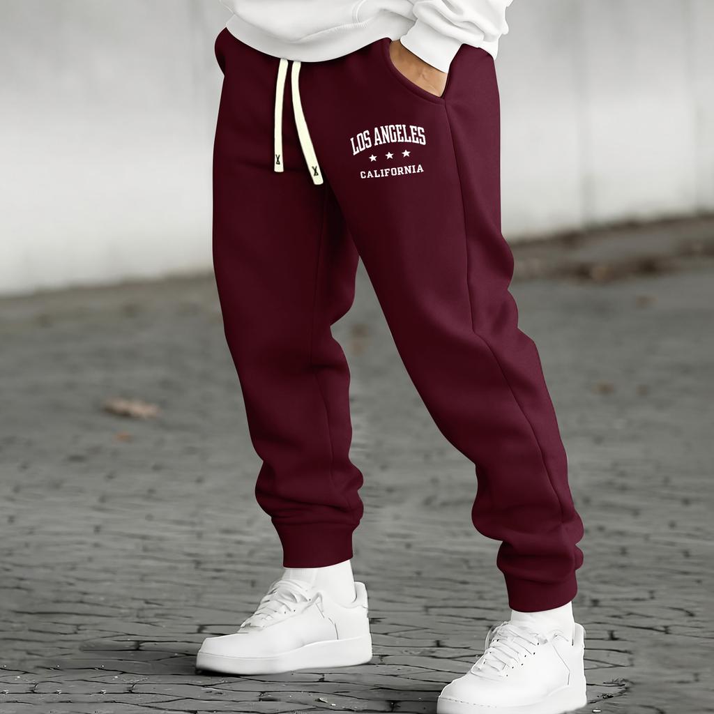 Heren Trainingsbroek met Print, Tailleband en Taps toelopende Pijp - Casual Comfortabele Broek