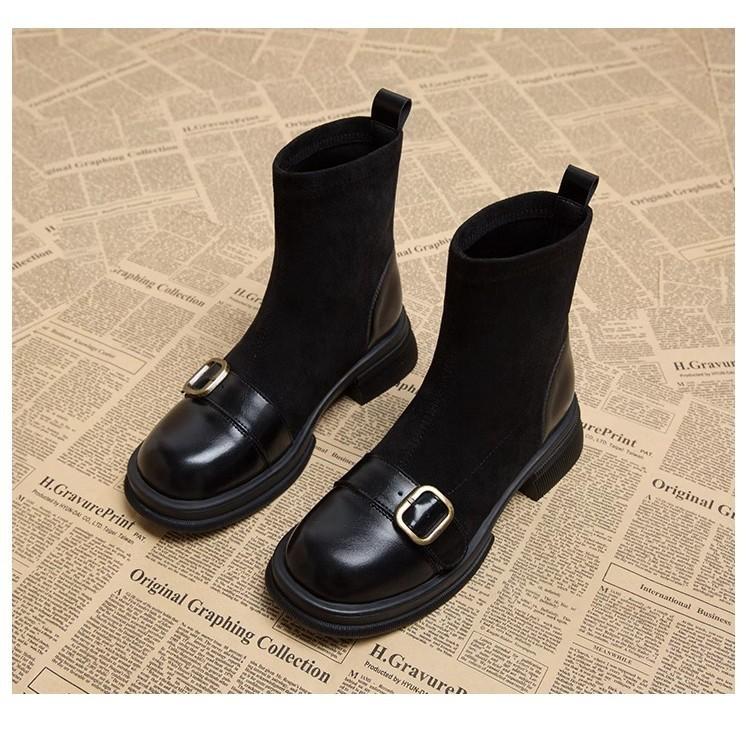 Retro Skinny Stiefel braune Socken Stiefel Damen 2025 beliebt Herbst und Winter ausländischer Stil kleine kurze Stiefel kleine Stiefeletten