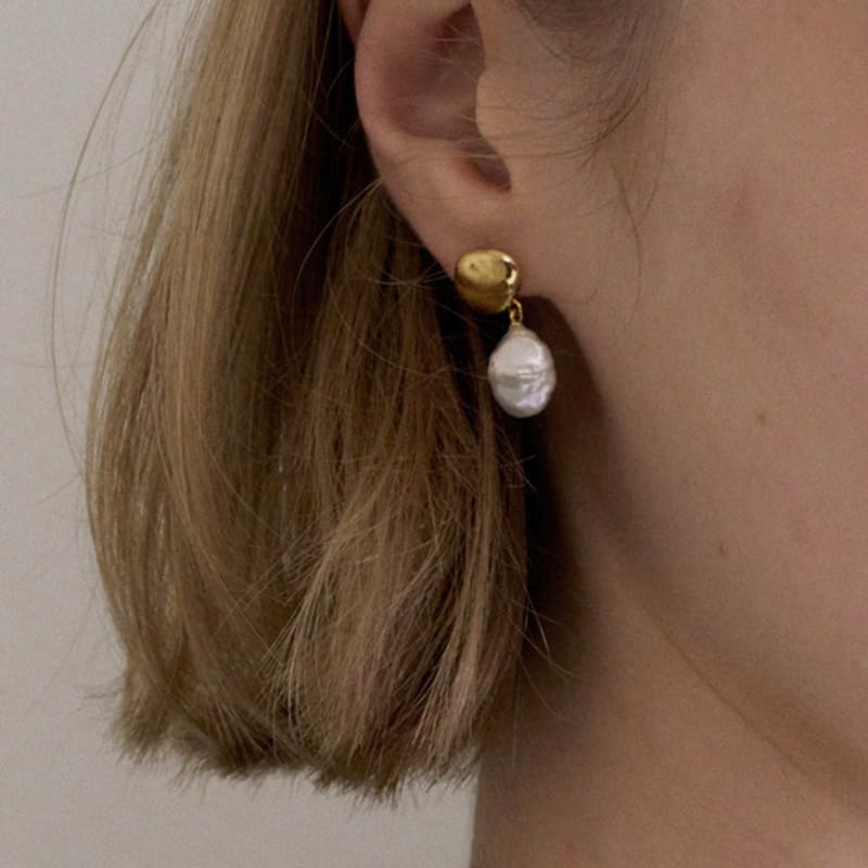 Ovbeige [VEI] 925silver KESHI PEARL DROP EARRINGS