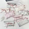 Classic Bowknot Pu Pencil Case With Zipper Closure For Students And Girls