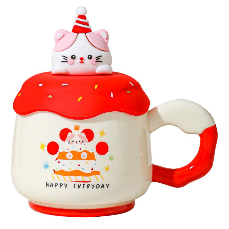 Krus med lokk Søt Bestie Bursdagsgave til jenter Kaffe Keramisk Vannkopp for Hjemmebruk Høy Verdi Kontor