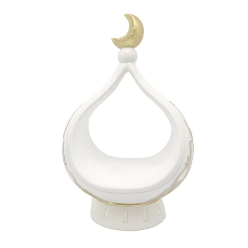 Gold and White Mosque Tower Model Desktop Ornament,Ramadans Eid Home Decors Decorative Ornament for Table Bookshelf
