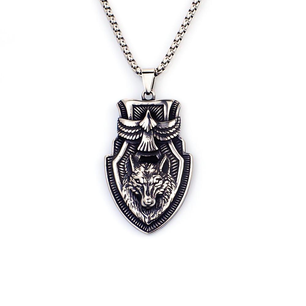 Viking Dragon Pattern Stainless Steel Necklace Bold Retro Fashion Jewelry