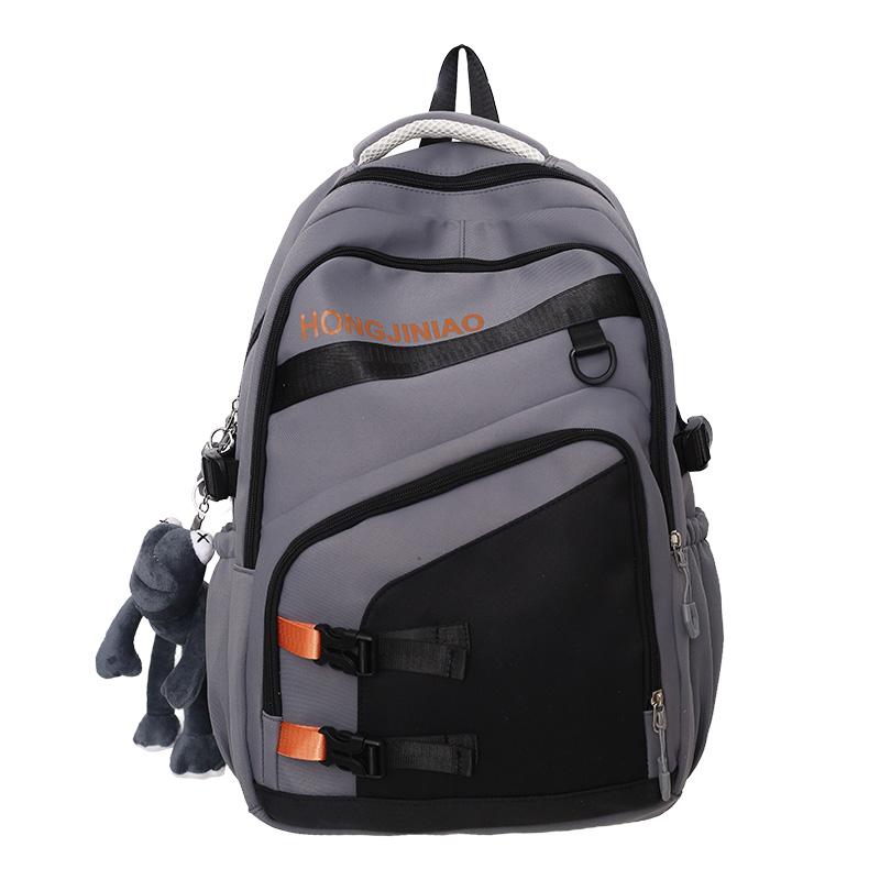 Men Travel Backpack Women Color Block Backpack Junior High School Student Schoolbag