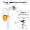 Side Inlet Toilet Valve Set with 3/8" Copper Thread, 1/2" Universal Flush for Bathroom Toilets