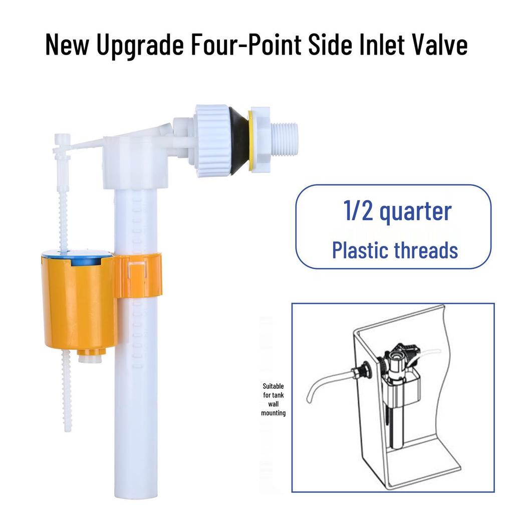Side Inlet Toilet Valve Set with 3/8" Copper Thread, 1/2" Universal Flush for Bathroom Toilets