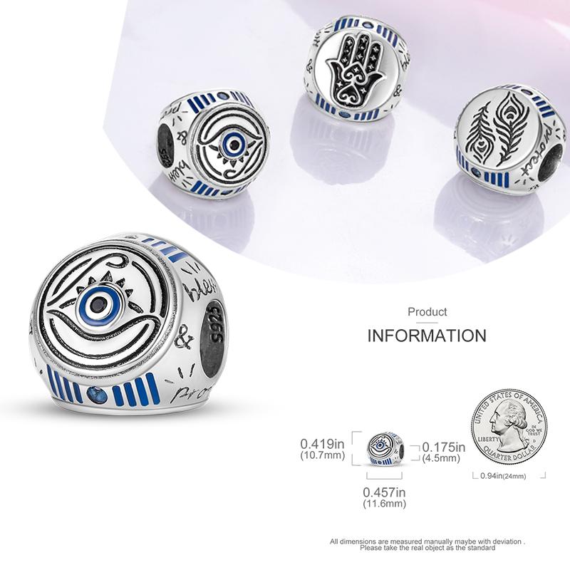 Copper Blue Eyes And Palm Charms Crucifixion Beads Women Girlfriends Jewelry Gift