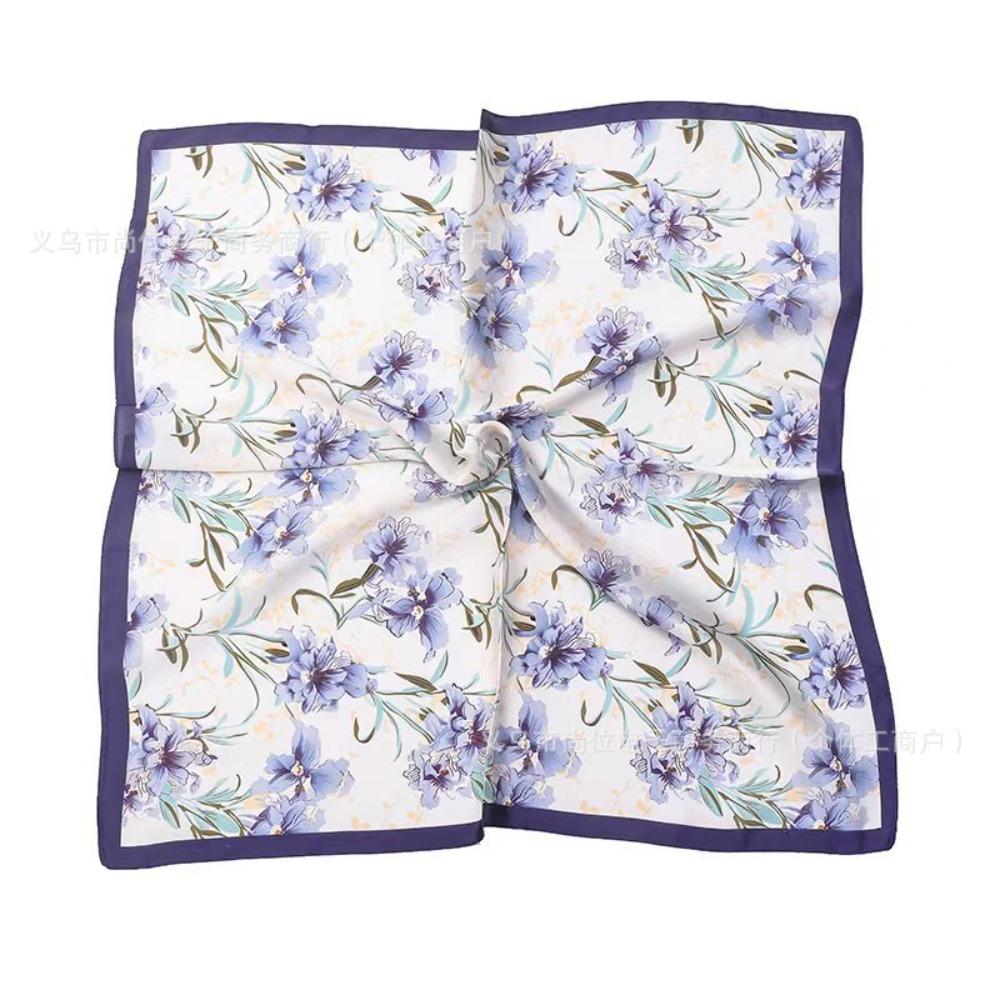 

68cm Patterned Orchid Scarf - Women s Winter and Autumn Warm Polyester Fiber Neck Scarf - Versatile Neck Covering Headscarf синий