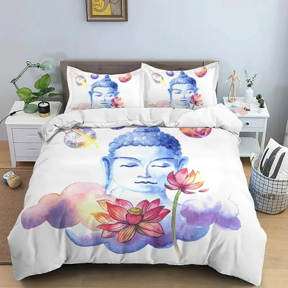 Family Buddha Bedding Set Mandala Quilt Cover Luxury Twin King Size Bed Sets Bohemian Bedclothes With Pillowcase