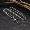 Punk Mens Cross Pendant Necklace,Silver Color Plain Cross Pendant Collar with Stainless Steel Box Chain,Exquisite Male Gift