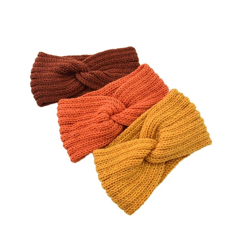 Winter Wool Knitted Headband for Women Crochet Ear Warmer Wide Headbands Turban Head Wrap Fashion Hair Accessories Bandana Bandge