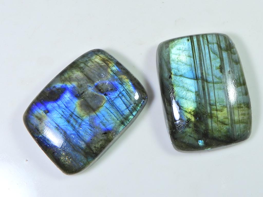 Blue Labradorite Octagon 2Pcs Cabochon Loose Natural Gemstone 32-34MM SK-1330