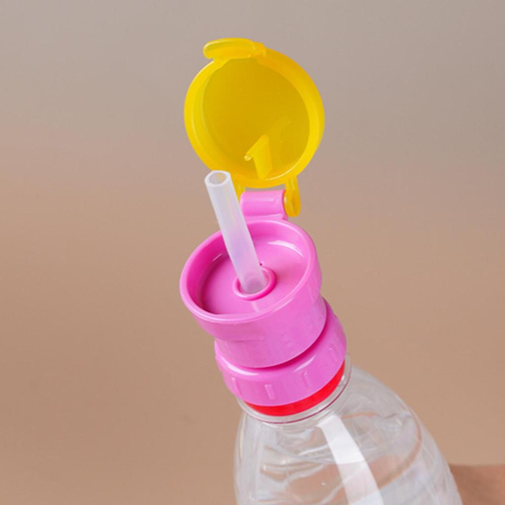 1PC Water Bottle Caps Spill Proof Juice Soda Water Bottle Twist Cover Caps With Straw Safe Drink Sippy Caps Feeding Drinkware