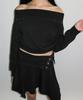 Crank Rollover Snap Flare Skirt_Black